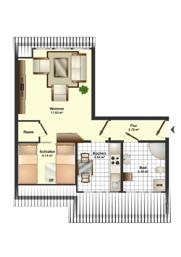 7694 Grundrissskizze Dachgeschosswohnung Norden