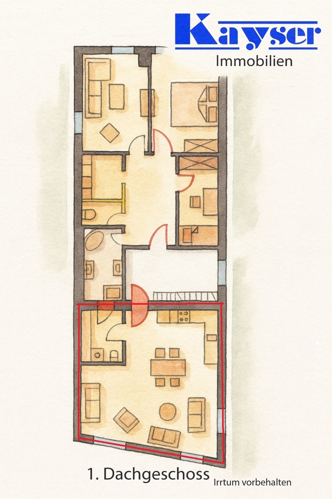 7955 Grundriss 1. DG Dachgeschosswohnung Norden