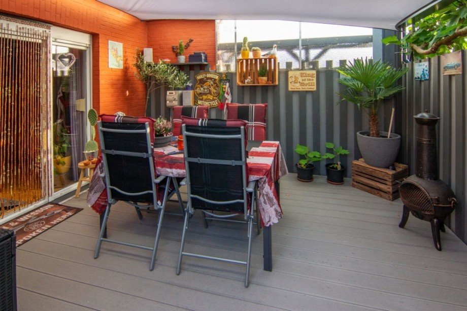 7847 �berdachte Terrasse Bild I Doppelhaush�lfte Norden