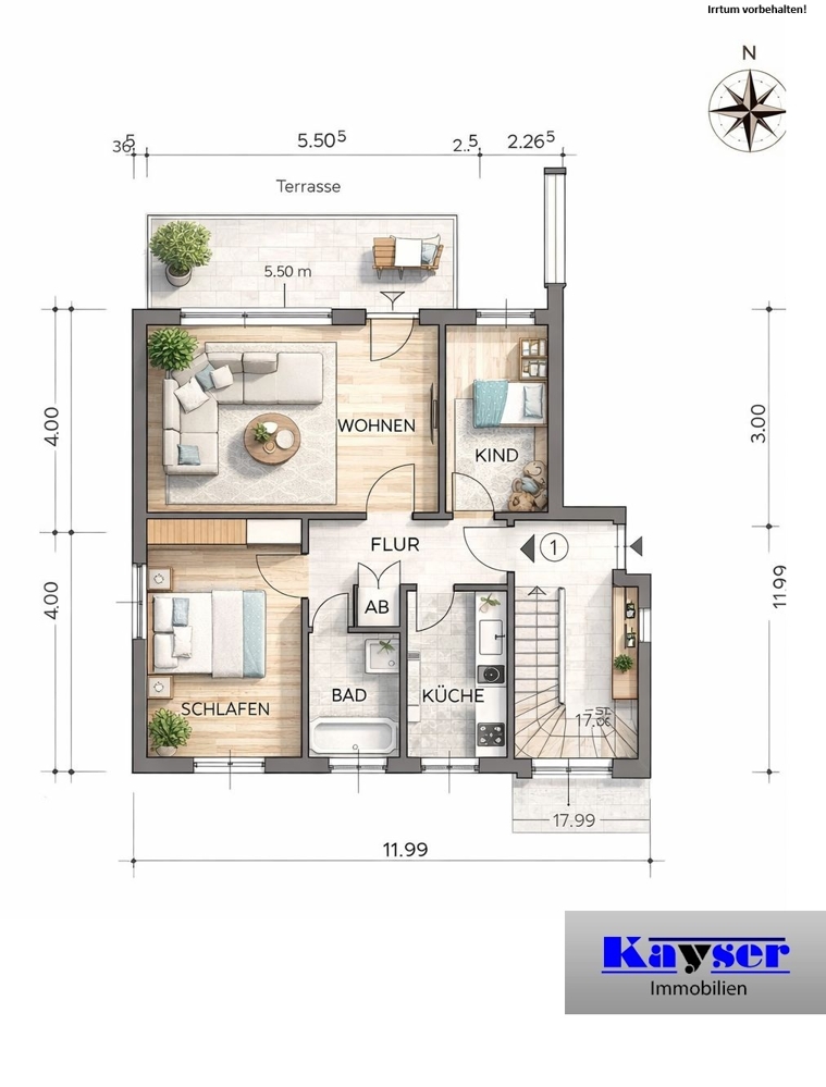 7974 Grundrissskizze Erdgeschosswohnung Norden