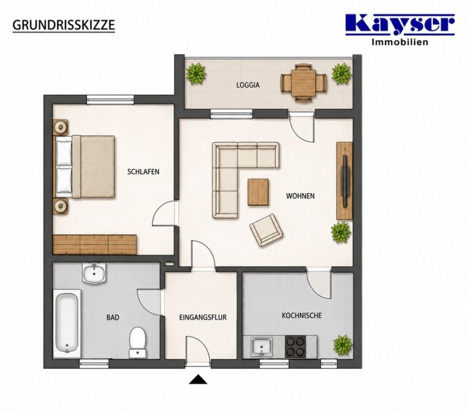 Grundrissskizze Etagenwohnung Norden